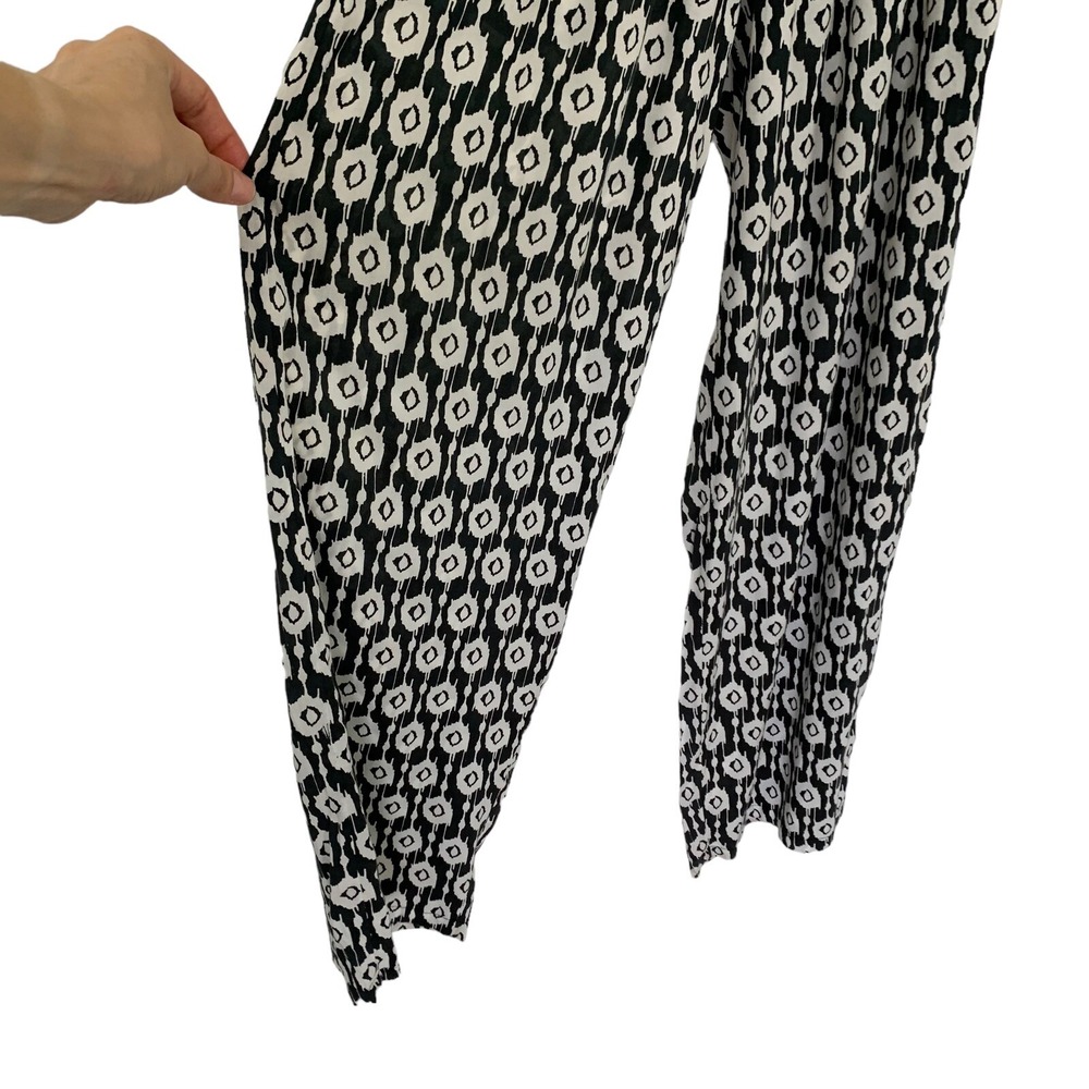 Skemo Gray White Ikat Strapless Jumpsuit Shell Trim Boho Stretch Waist Large - Picture 4 of 7